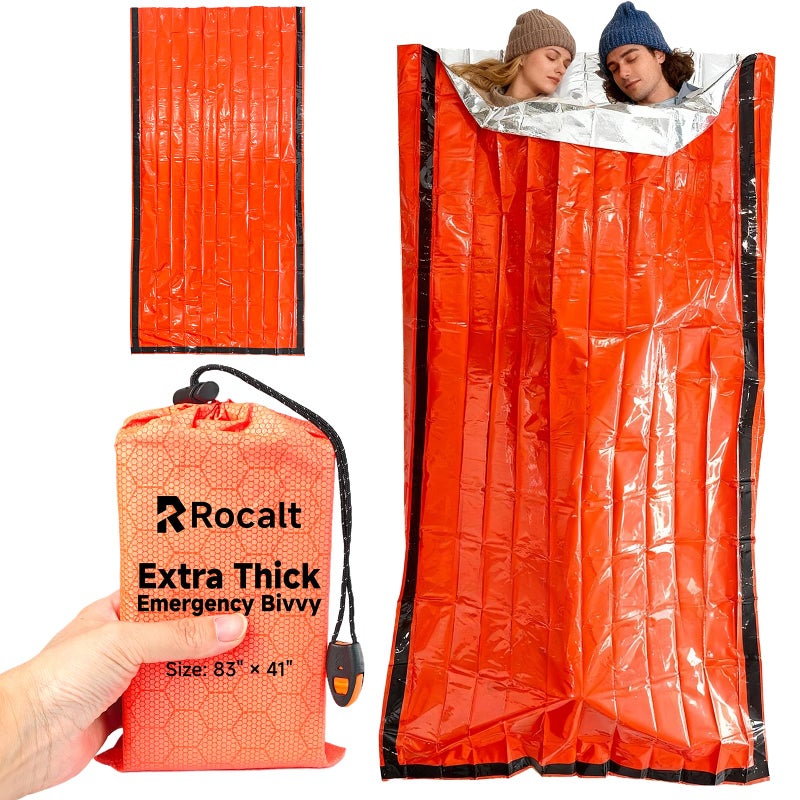 Rocalt Emergency Sleeping Bag | Ultralight Mylar Emergency Blanket, Extra Thick Space Blanket, Waterproof & Portable Thermal Bivy Sack for Camping, Hiking, and Outdoor Adventures - Image 1