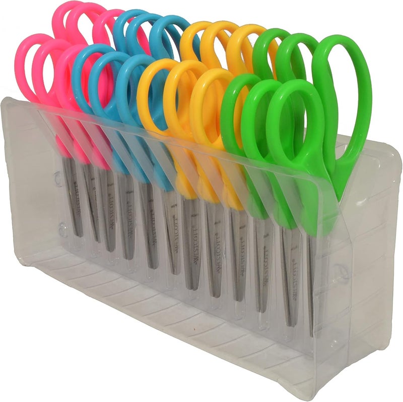Westcott Westcott Right  LeftHanded Scissors For Kids 5 Pointed Safety Scissors Assorted 12 Pack 13141 - Image 2