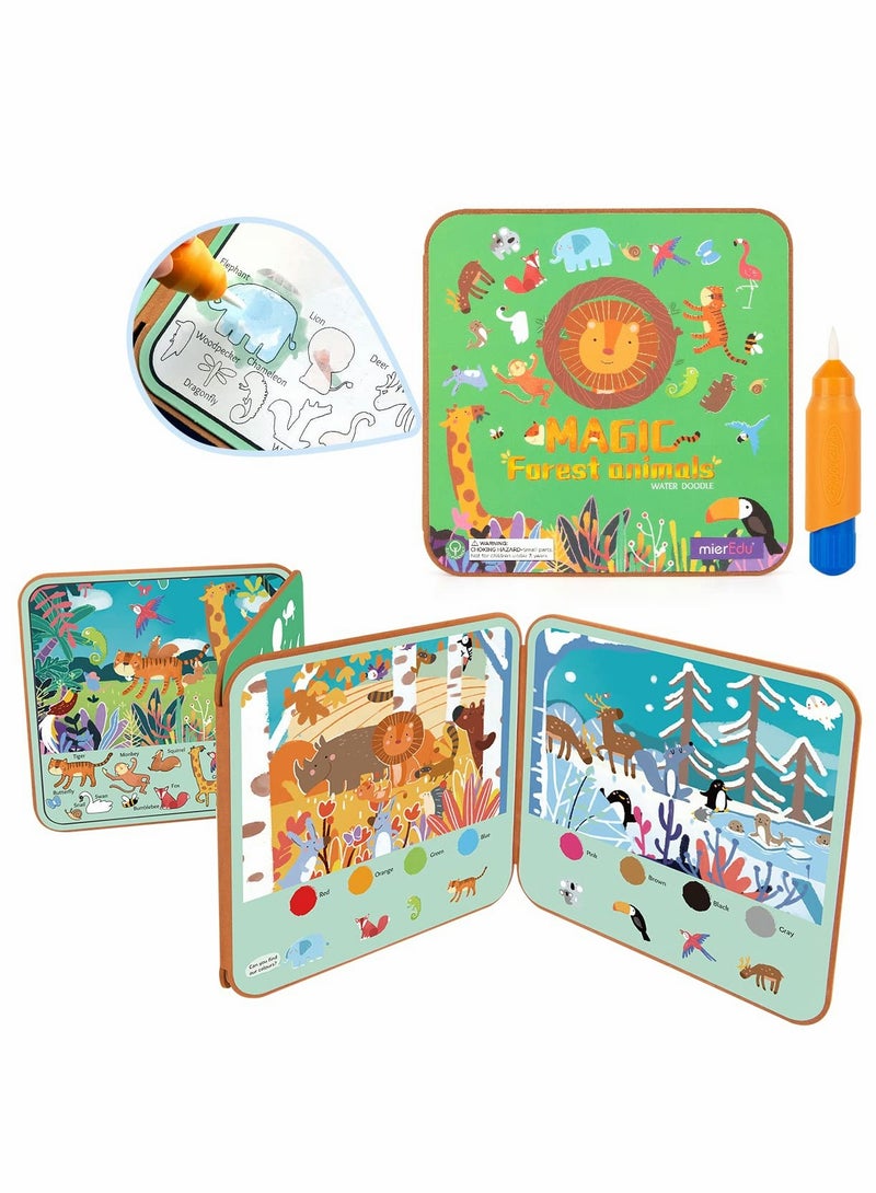 Captaintech Reusable Water Reveal Activity Doodle Book for Kids - Mess-Free Drawing Pad with Water Pen for Creative Coloring Fun! Perfect for Imaginative Play and Easy Cleanup. - Image 1