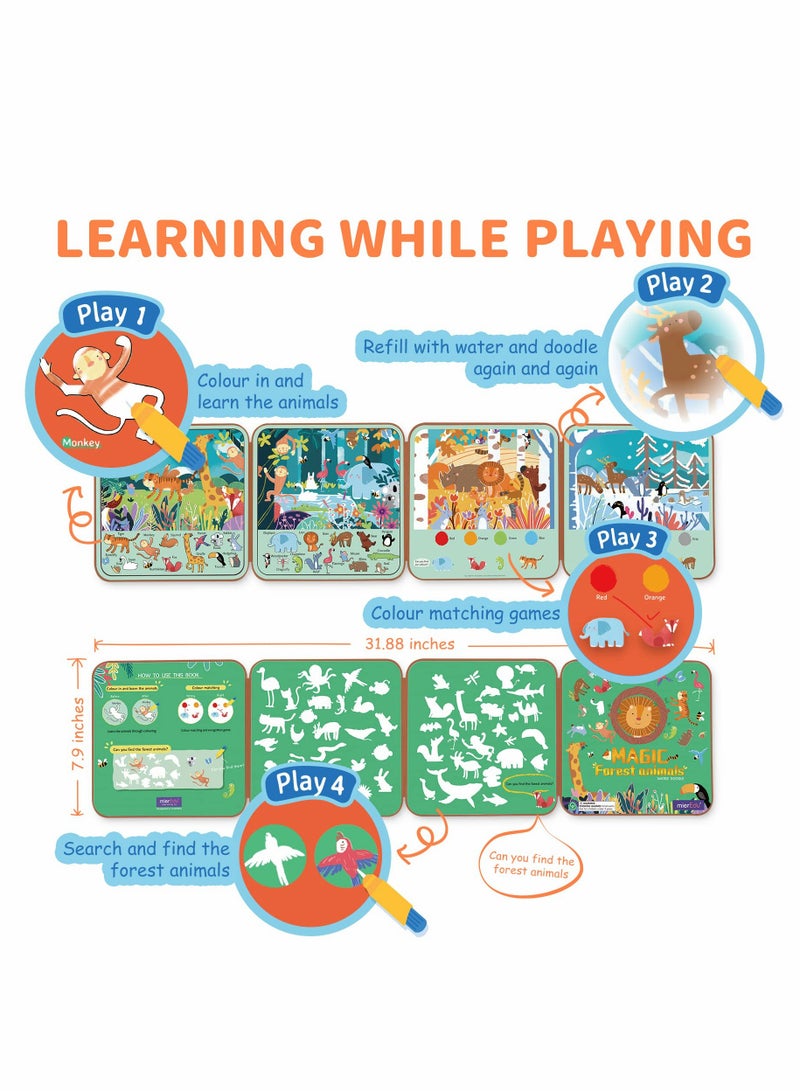 Captaintech Reusable Water Reveal Activity Doodle Book for Kids - Mess-Free Drawing Pad with Water Pen for Creative Coloring Fun! Perfect for Imaginative Play and Easy Cleanup. - Image 2