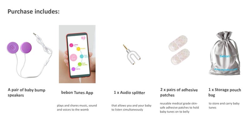 Bebon Baby-Bump Headphones â€“ Plays and Shares Music, Sound and Voices to The Womb â€“ Premium Baby Bump Speaker System â€“ Including bebon Tunes APP (iOS and Android) (Purple) - Image 4