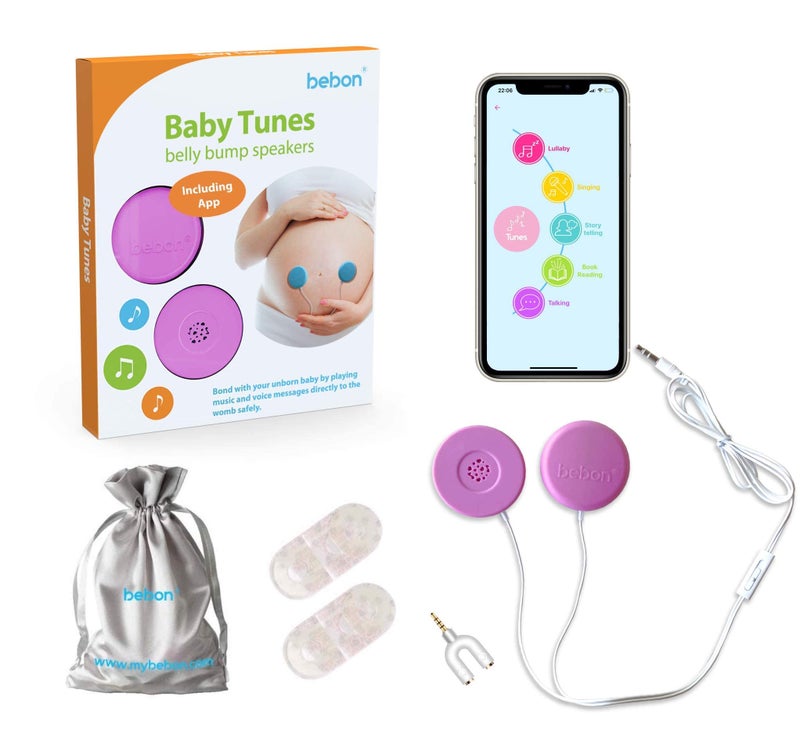 Bebon Baby-Bump Headphones â€“ Plays and Shares Music, Sound and Voices to The Womb â€“ Premium Baby Bump Speaker System â€“ Including bebon Tunes APP (iOS and Android) (Purple) - Image 1