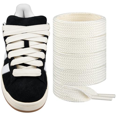 Endoto Fat Shoelaces for Adidas Campus 00s,16MM Chunky Thick Flat Wide Jumbo Shoe Laces Replacement Laces for Sneaker shoes(Color:Beige,Size:54Inch) - Image 1