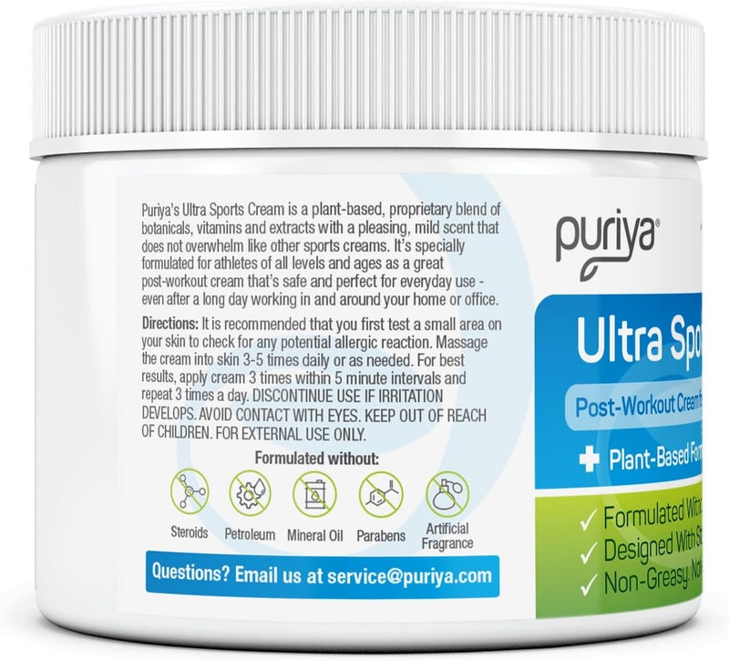 Puriya Ultra Sports Cream with Natural Menthol Long Lasting Balm for Muscle and Joint Comfort in Leg Hand Ankle and Knee FastActing Rub with Pleasant Scent Maximum Strength Fit for Athletes - Image 3