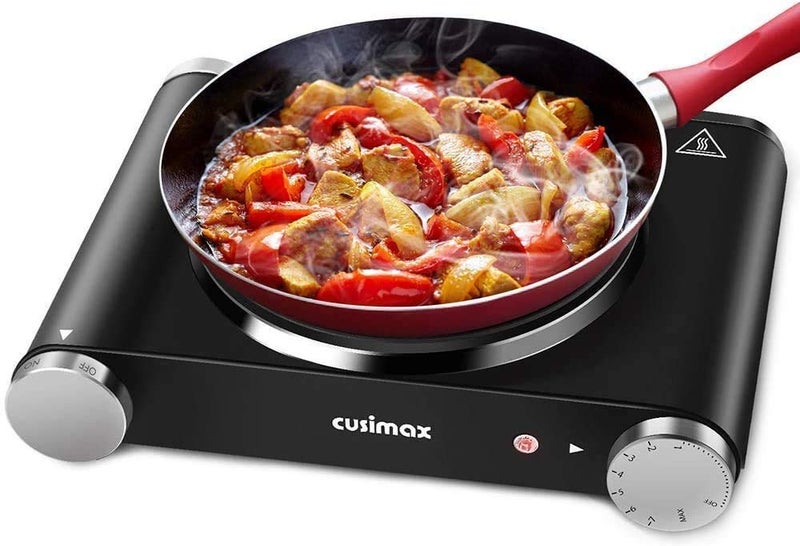 Cusimax Hot Plate Electric Burner Single Burner Cast Iron hot plates for cooking Portable Burner 1500W with Adjustable Temperature Control Stainless Steel Non-Slip Rubber Feet, Upgraded Version - Image 1