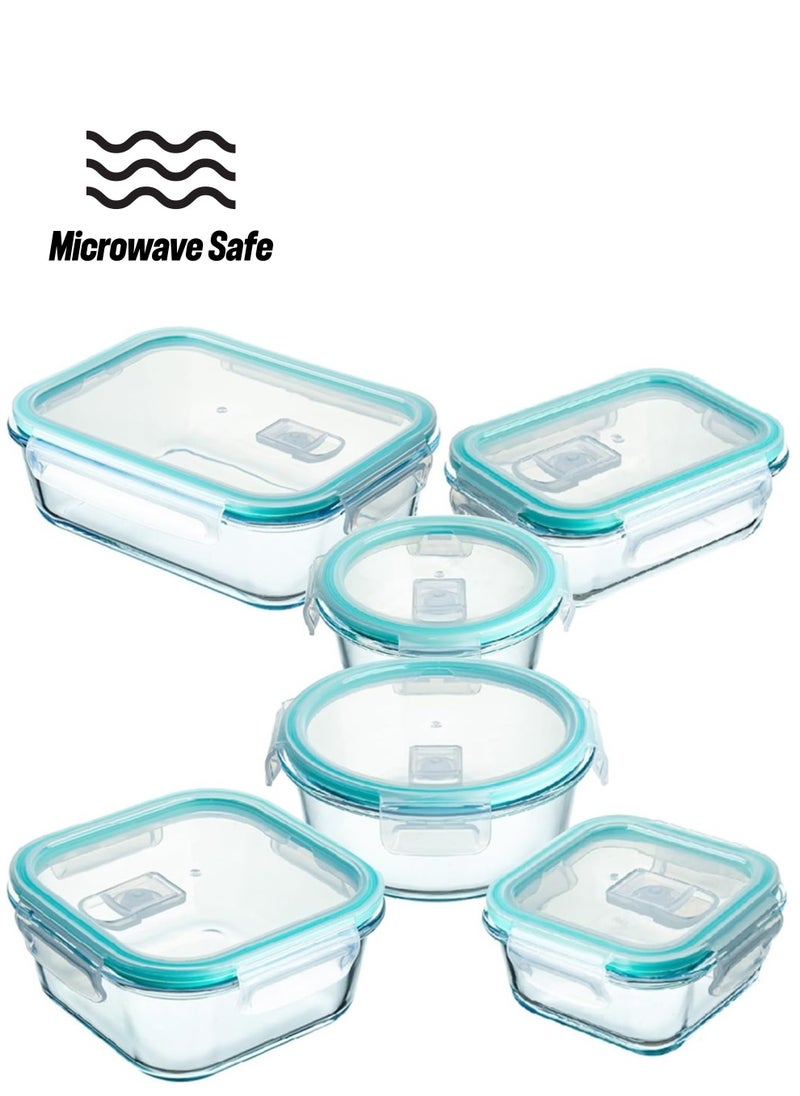 TYCOM Glass Meal Prep Containers (6 pcs Mixed) - Glass Food Storage Containers with Lids, Glass Lunch Box, Portion Control, Airtight, Glass Bento Box Lunch Containers- 6P  - Image 1