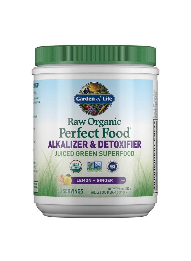 Garden of Life Raw Organic Perfect Food Alkalizer & Detoxifier Juiced Greens Superfood Powder - Lemon Ginger, 30 Servings - Non-GMO, Gluten Free Whole Food Dietary Supplement, Plus Probiotics - Image 1