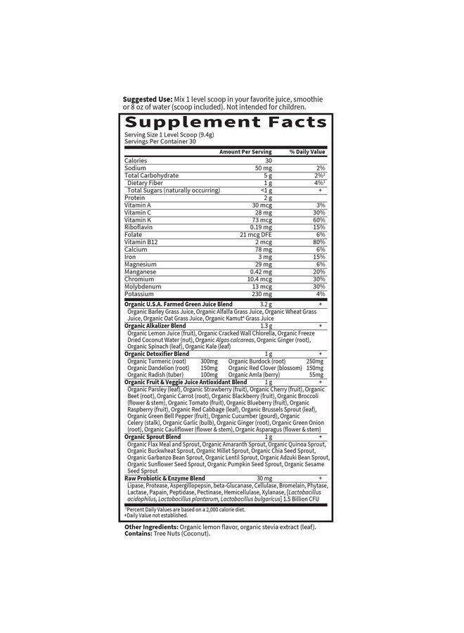 Garden of Life Raw Organic Perfect Food Alkalizer & Detoxifier Juiced Greens Superfood Powder - Lemon Ginger, 30 Servings - Non-GMO, Gluten Free Whole Food Dietary Supplement, Plus Probiotics - Image 5
