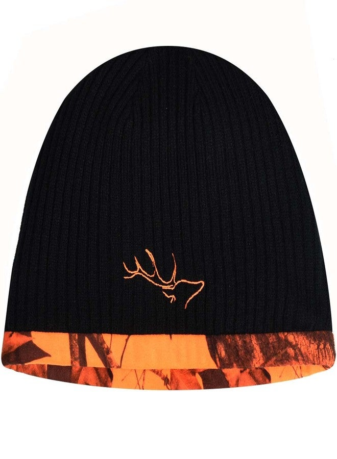 EDTREK Waterproof & Windproof Camo Beanie Hunting Hat - Timber & Blaze Orange Camo (Large, Blaze Orange) - Image 2