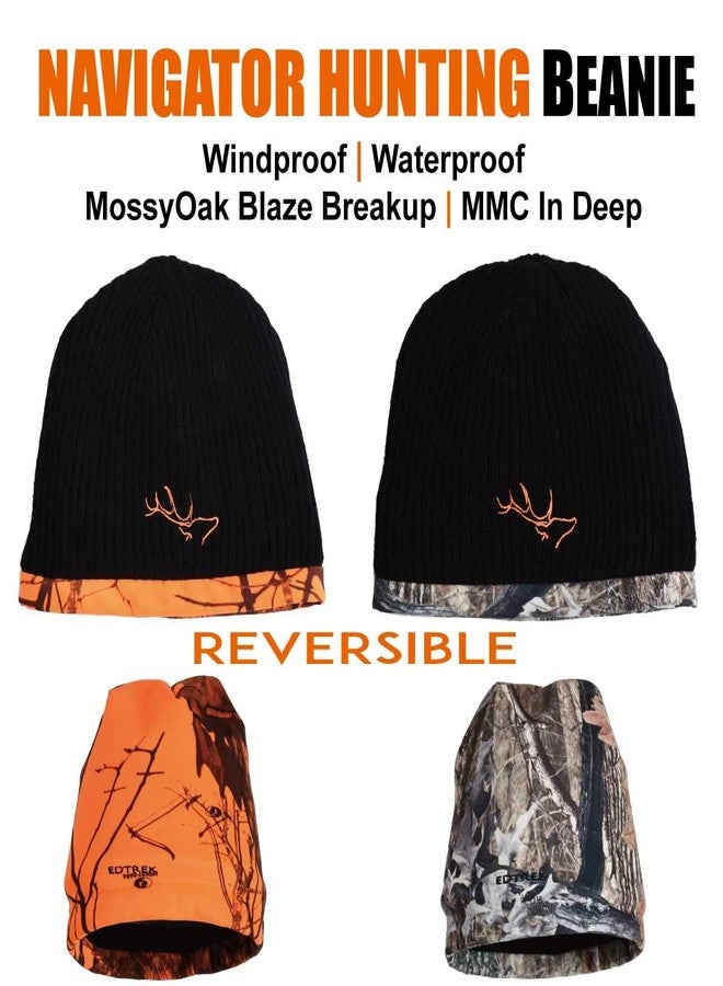 EDTREK Waterproof & Windproof Camo Beanie Hunting Hat - Timber & Blaze Orange Camo (Large, Blaze Orange) - Image 4