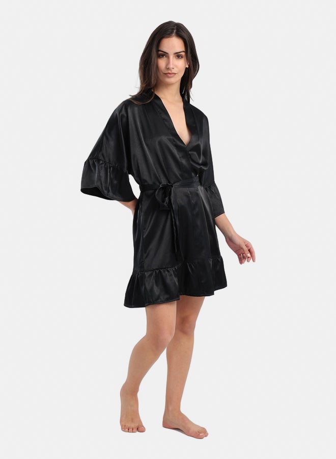 Carina Playful Sleeves Satin Robe - Image 1