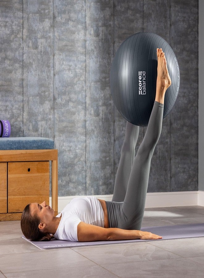 Core Balance Exercise Ball for Workouts, Anti-Burst and Slip Resistant, Swiss Yoga Ball for Pregnancy, Stability, Fitness and Physical Therapy, 4 Sizes, with Pump (22" / 55cm Black) - Image 2