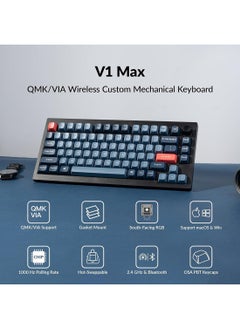 Keychron Keychron V1 Max 75% RGB Custom Mechanical Keyboard, 2.4Ghz/Bluetooth 5.1/Wired QMK/VIA Programmable Macro, Hot-Swappable Gateron Jupiter Red Switch Gasket Mount for Mac Windows Linux  - Image 5