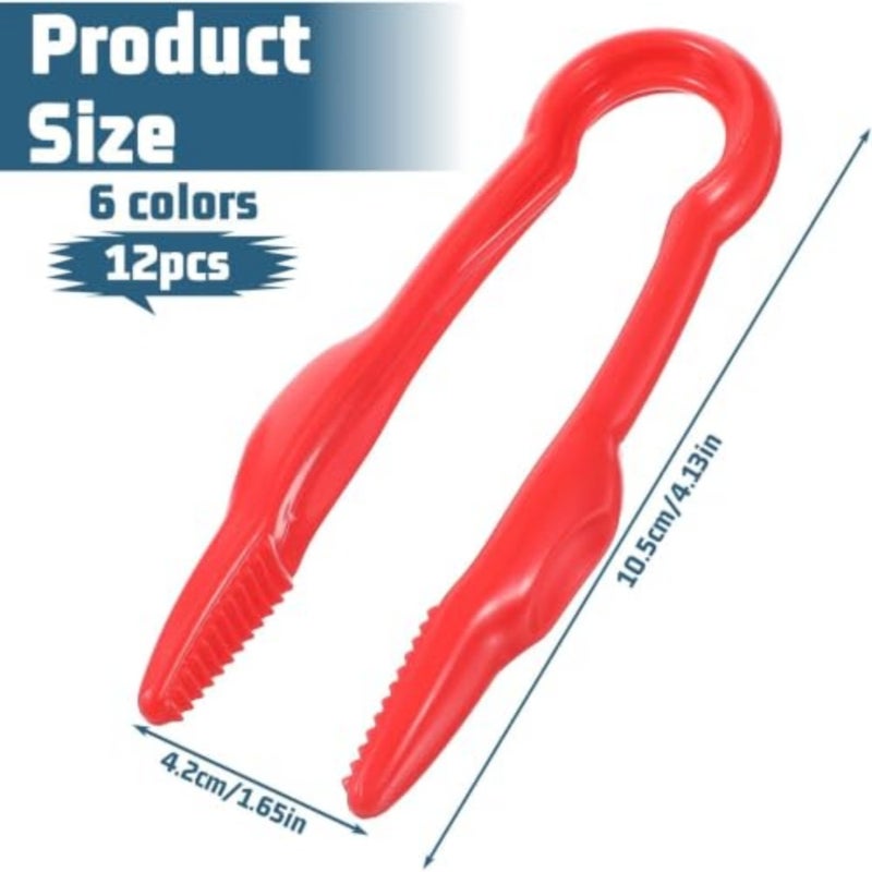 12 Pack Colorful Plastic Tweezers, Easy-Grip Forceps for Beading Crafts and Jewelry Making, Fine Motor Tools for Classroom and Home Activities - Image 2