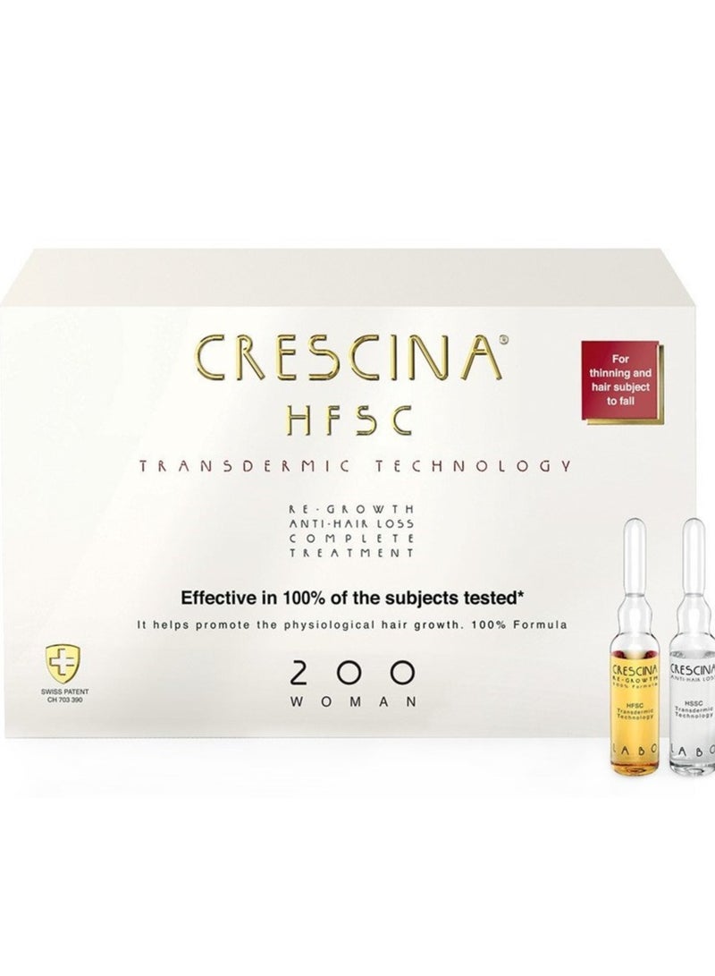 CRESCINA Crescina Transdermic Hfsc Complete Treatment Vials for Women 200(early stage)10+10units - Image 1