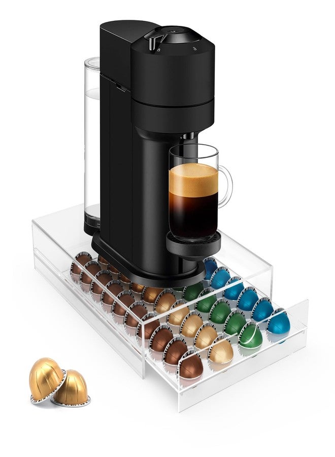 Jumyee Acrylic Coffee Pod Holder Storage Drawer, Clear 40 Pods Coffee Capsule Organizer for Countertop, Pod Holder for Coffee Pod and Espresso Machines - Image 1