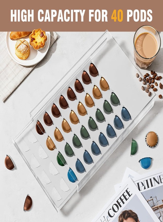 Jumyee Acrylic Coffee Pod Holder Storage Drawer, Clear 40 Pods Coffee Capsule Organizer for Countertop, Pod Holder for Coffee Pod and Espresso Machines - Image 3