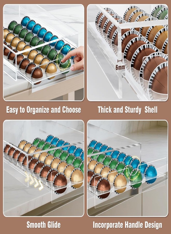 Jumyee Acrylic Coffee Pod Holder Storage Drawer, Clear 40 Pods Coffee Capsule Organizer for Countertop, Pod Holder for Coffee Pod and Espresso Machines - Image 5
