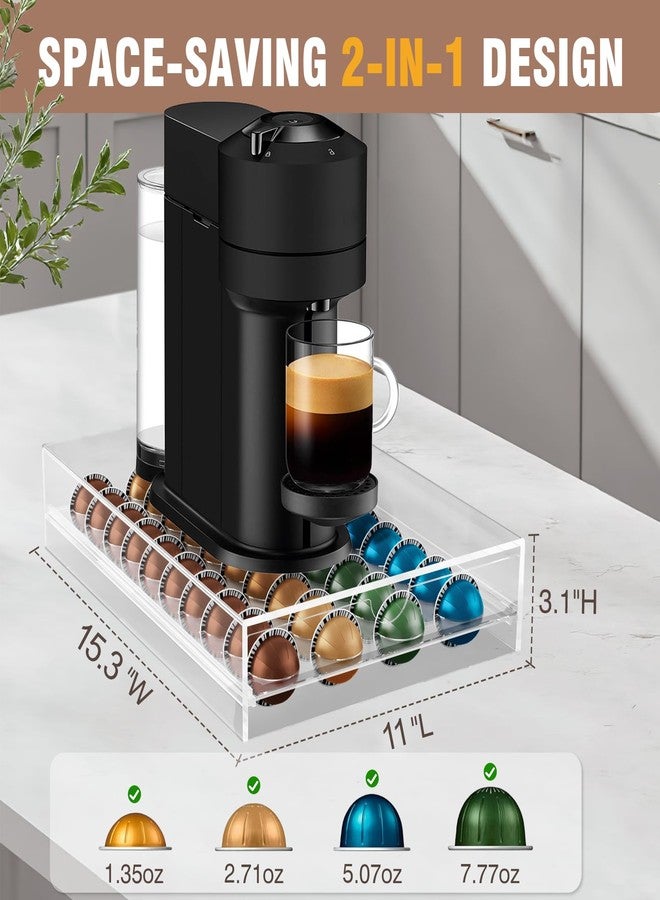 Jumyee Acrylic Coffee Pod Holder Storage Drawer, Clear 40 Pods Coffee Capsule Organizer for Countertop, Pod Holder for Coffee Pod and Espresso Machines - Image 2