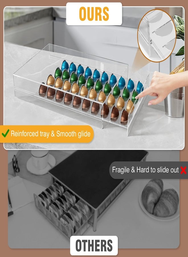 Jumyee Acrylic Coffee Pod Holder Storage Drawer, Clear 40 Pods Coffee Capsule Organizer for Countertop, Pod Holder for Coffee Pod and Espresso Machines - Image 4