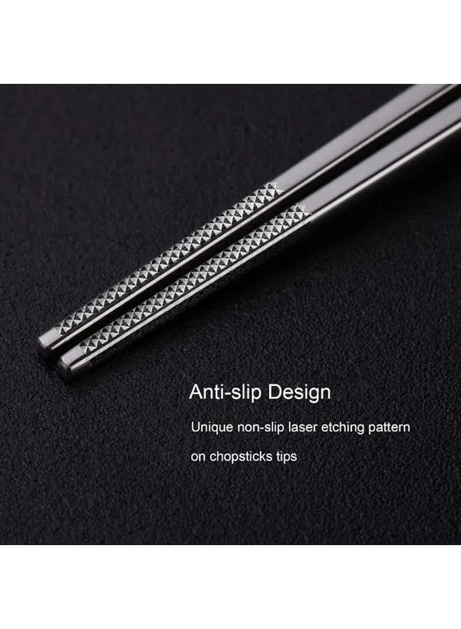 5 Pairs Of Dragon Design Stainless Steel Chopsticks Reusable Laser Engraved Non Slip Dishwasher Safe For Japanese Korean Cuisine Gift Set - Image 3