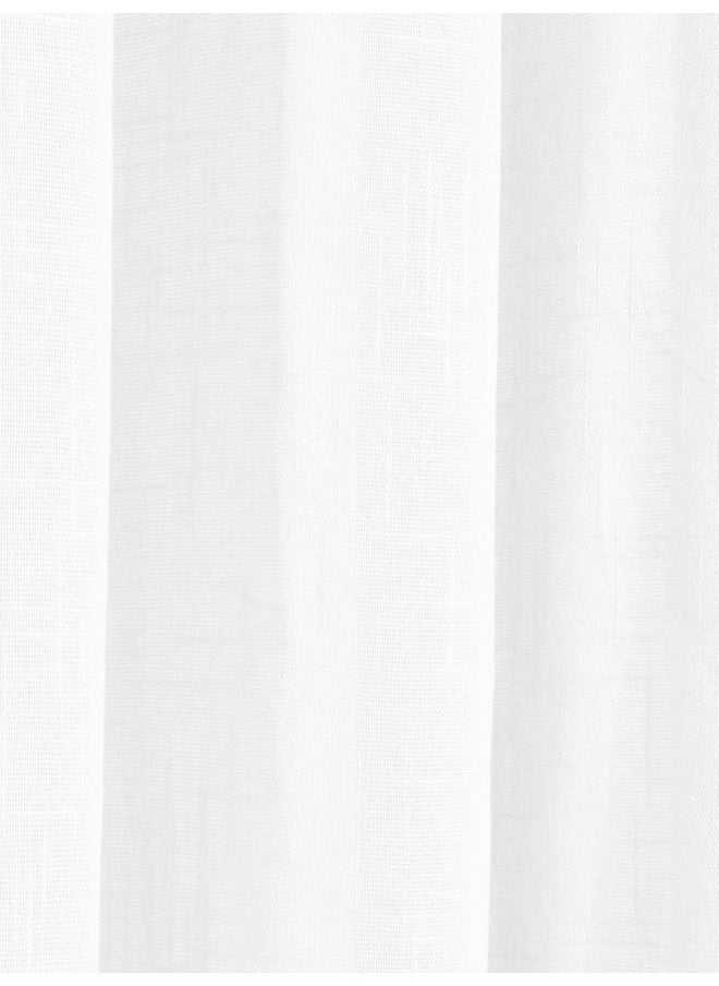 LINENWALAS LINENWALAS Cotton Linen Curtains 10 Feet Long Set of 2, Curtain for Door Home Decor Items for Living Room Bedroom, Sheer Curtains with Grommets Hanging Style (10 Feet Length, White)  - Image 3