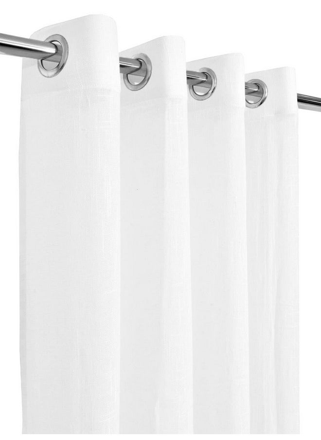 LINENWALAS LINENWALAS Cotton Linen Curtains 10 Feet Long Set of 2, Curtain for Door Home Decor Items for Living Room Bedroom, Sheer Curtains with Grommets Hanging Style (10 Feet Length, White)  - Image 2