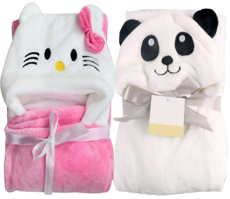 BRANDONN All in 1 Ultrasoft Luxury Hooded Funny Caps Wrapper/Baby Bath Towel/Baby Blanket - Image 1