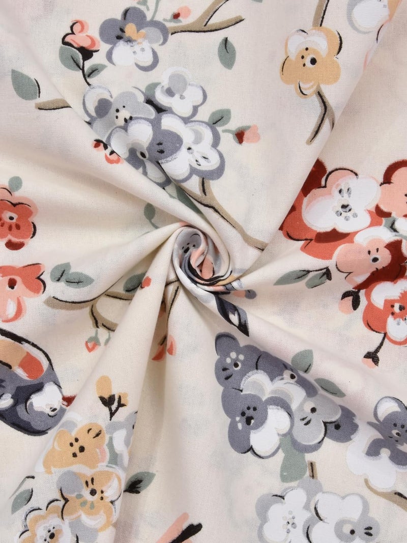 Clasiko 100% Cotton 8 Seater Table Cover; 60x108 Inches; Grey Birds Brown Flowers - Image 4