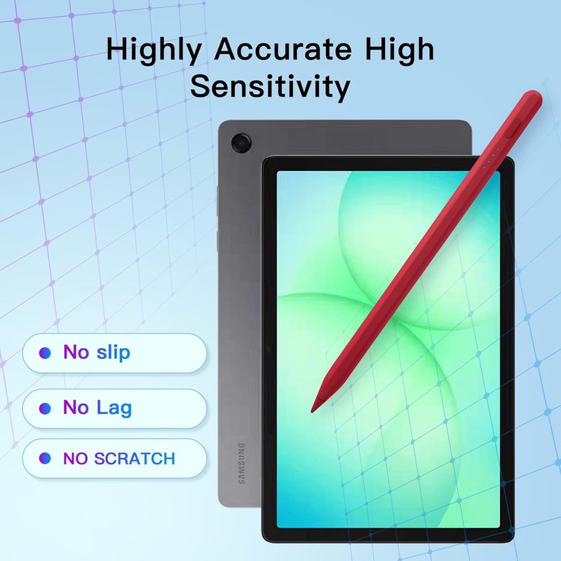 thexxa قلم Tab A11+ ستايلس لجهاز Samsung Galaxy Tab A11/A9/A9+Plus اللوحي بنظام أندرويد، شحن سريع، قلم S دقيق للمس الشاشات (أحمر) - Image 5