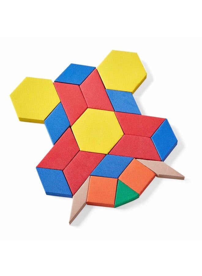 hand2mind Foam Pattern Blocks for Kids, Shapes for Kindergarten, Montessori Toys, Geometric Shapes, Symmetry, Shape Recognition, Pattern Blocks for Classroom (Set of 100) - Image 3