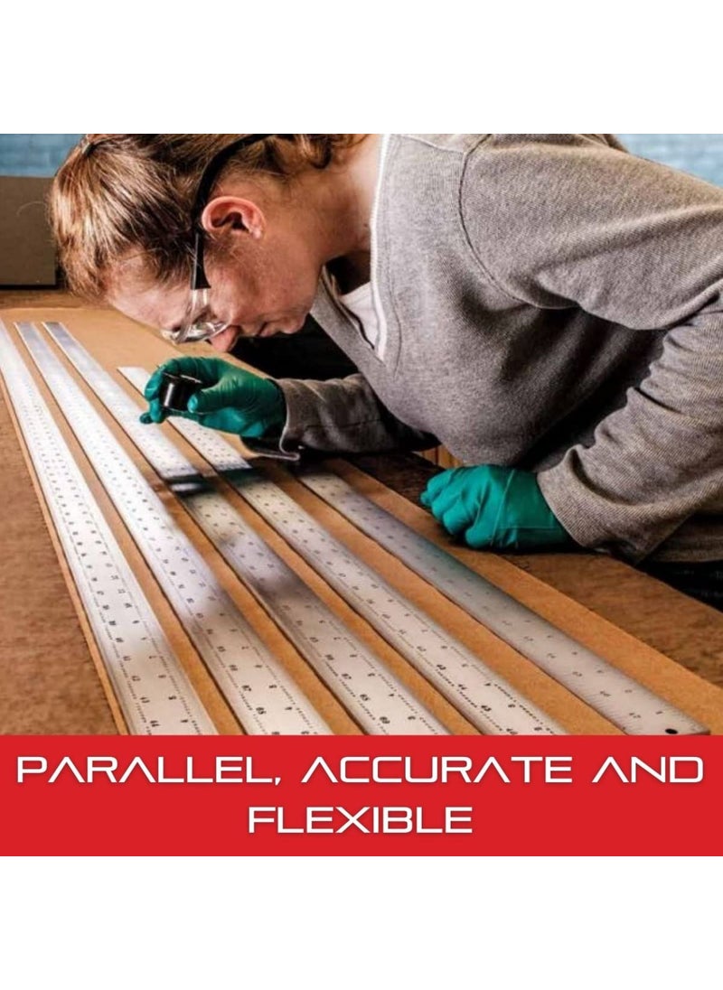 Starrett - Starrett Straight Edge Aluminum Rule  Ideal for Schools Shops Metal Workers and Wood Workers  24 Length 2 Width 081 Thickness 18 116 English  ASE24 - Image 1