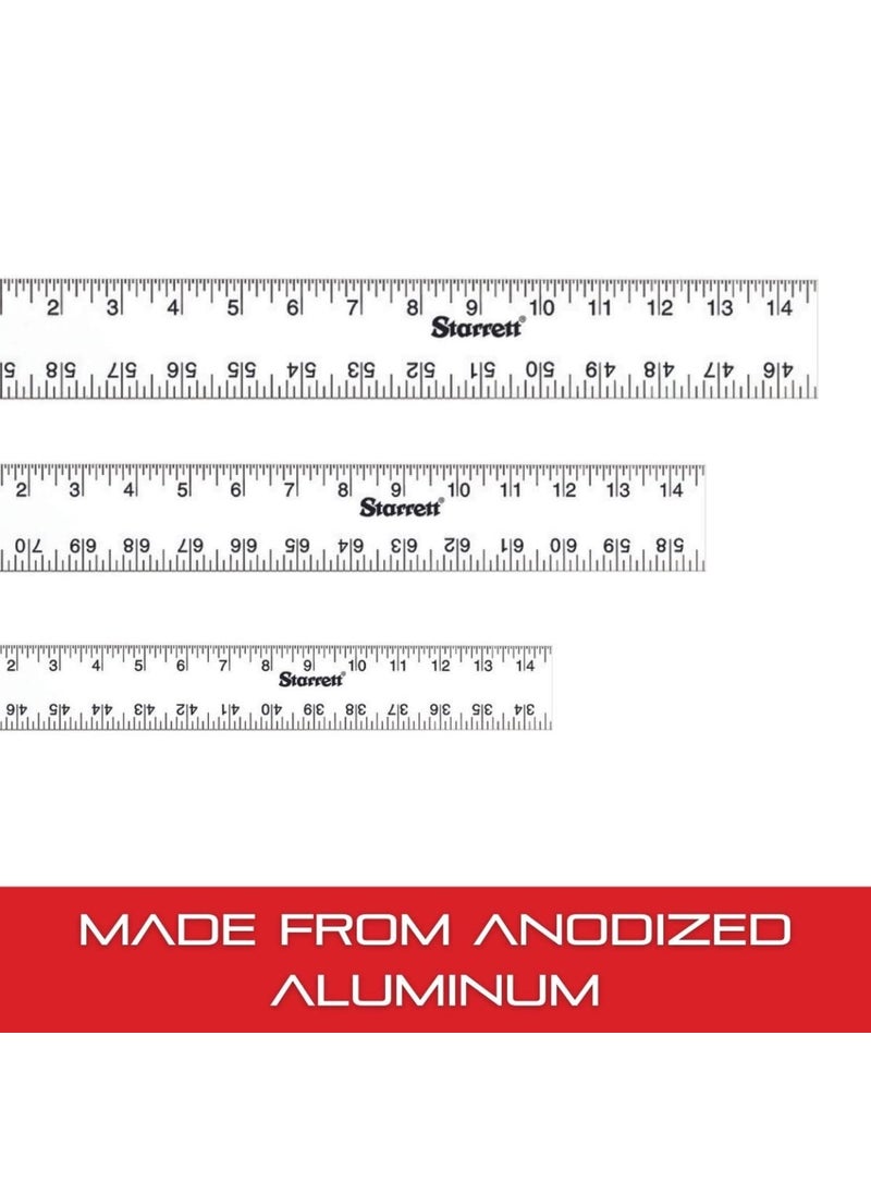 Starrett - Starrett Straight Edge Aluminum Rule  Ideal for Schools Shops Metal Workers and Wood Workers  24 Length 2 Width 081 Thickness 18 116 English  ASE24 - Image 1