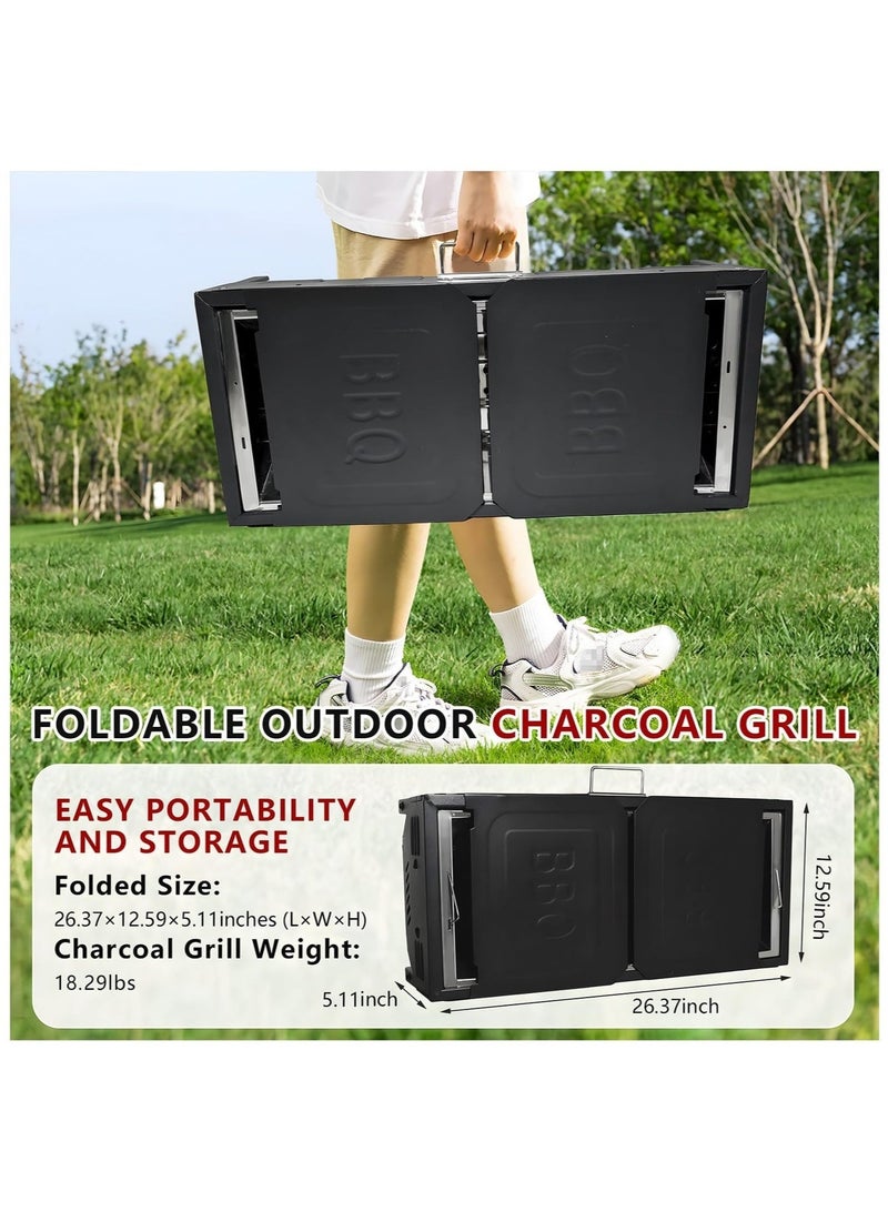 WALALLA Portable Charcoal Grills for Outdoor BBQ Skewer Folded Camping Barbecue Kabob Grill for Garden Backyard Party Picnic Travel Outdoor Cooking - Image 4