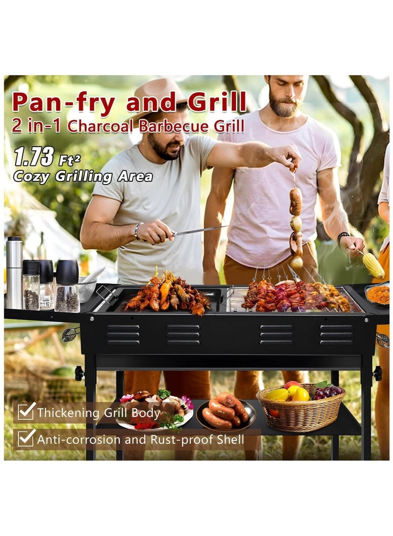 WALALLA Portable Charcoal Grills for Outdoor BBQ Skewer Folded Camping Barbecue Kabob Grill for Garden Backyard Party Picnic Travel Outdoor Cooking - Image 5