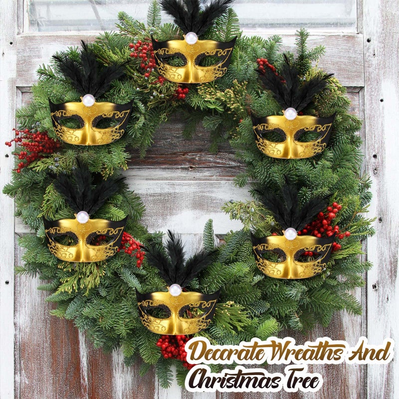 Charniol 24 Pcs Mini Mask Masquerade Small Masquerade Mask Dress Up Cake Topper Decor Mardi Gras Venetian Centerpiece Decor(Black) - Image 5