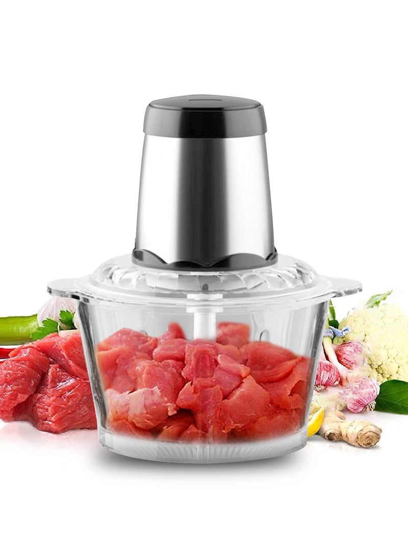 Perfin - Electric Chopper Meat Grinder 2L 2 Speed Adjustable Mincer Grinder  Multi-Functional Food Processor with Double layer 4-blade blade 200W - Image 1