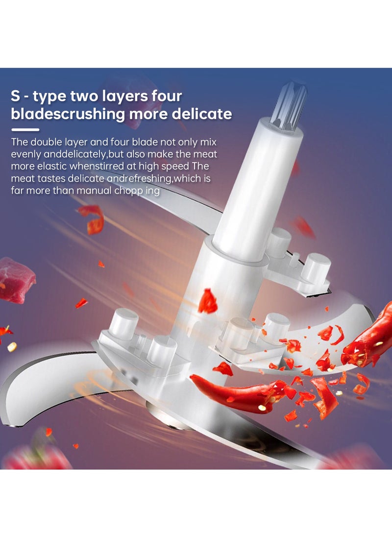 Perfin - Electric Chopper Meat Grinder 2L 2 Speed Adjustable Mincer Grinder  Multi-Functional Food Processor with Double layer 4-blade blade 200W - Image 1