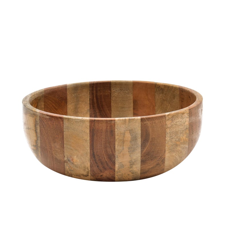OGGN Natural Mixwood Mixing & Serving Bowl, Handmade Wooden Salad Bowls, Antique Soup Serve Ware, Elegant Multipurpose Bowl for Salads, Soups, Snacks (8 Inch) 300 ml - Image 5