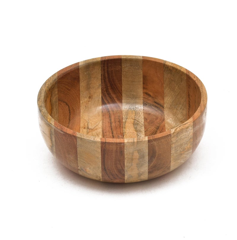 OGGN Natural Mixwood Mixing & Serving Bowl, Handmade Wooden Salad Bowls, Antique Soup Serve Ware, Elegant Multipurpose Bowl for Salads, Soups, Snacks (8 Inch) 300 ml - Image 3