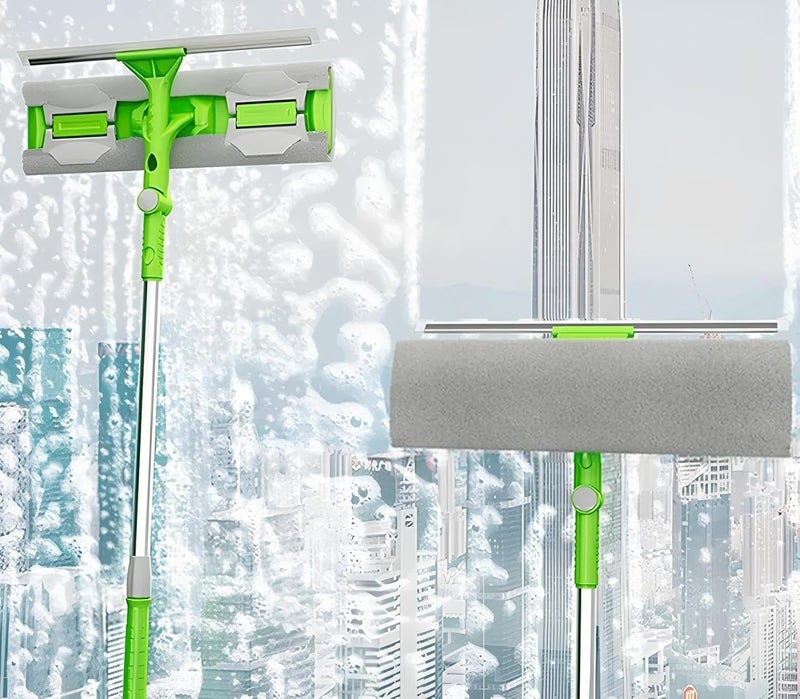 EARTHCONE Long Handle Telescopic Window Squeegees Rotating Head Doublesided Window Cleaner Glass Wiper Dust Broom 1Pcs