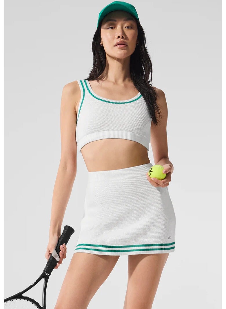 alo Alo Yoga Set Of Sports Vest, Tennis Skirt, Anti-Glare And Color-Blocking School Style Yoga And Fitness Set ﻿ - Image 1