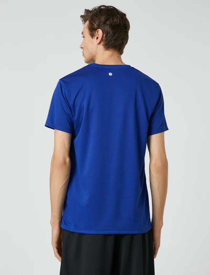 KOTON Sports T-Shirt Stripe Printed Crew Neck Breathable Fabric