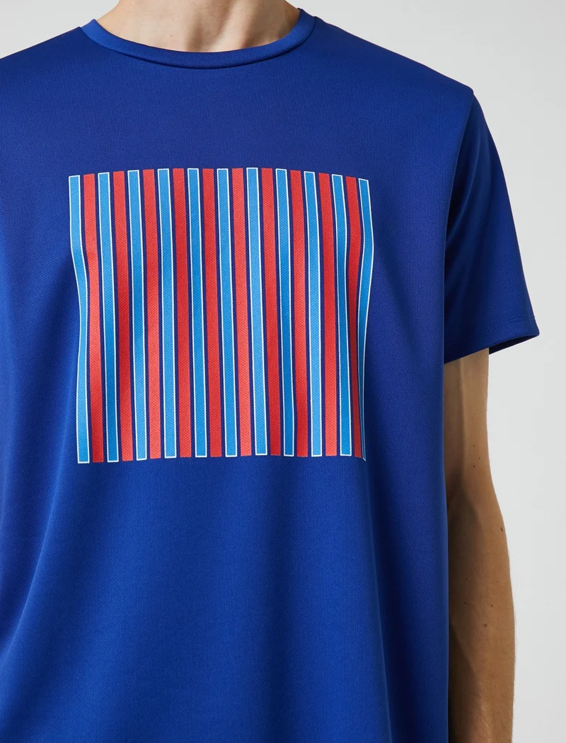 KOTON Sports T-Shirt Stripe Printed Crew Neck Breathable Fabric