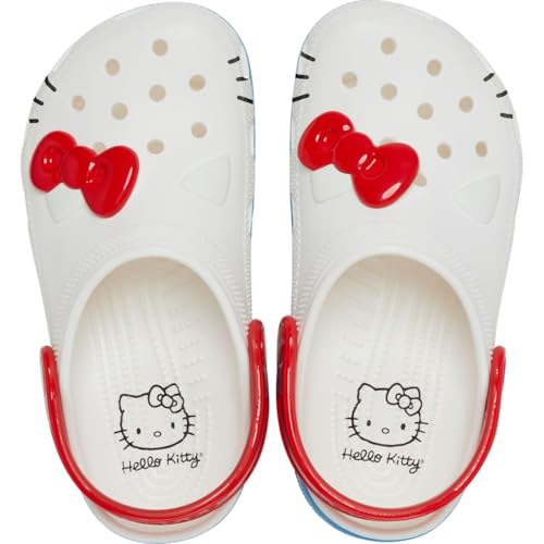 Crocs Kids Hello Kitty IAM Classic Clogs for Kids – Round Toe Design – Pivot Heel Strap – Thermoplastic Construction (Toddler) White 6 Toddler M - Image 1