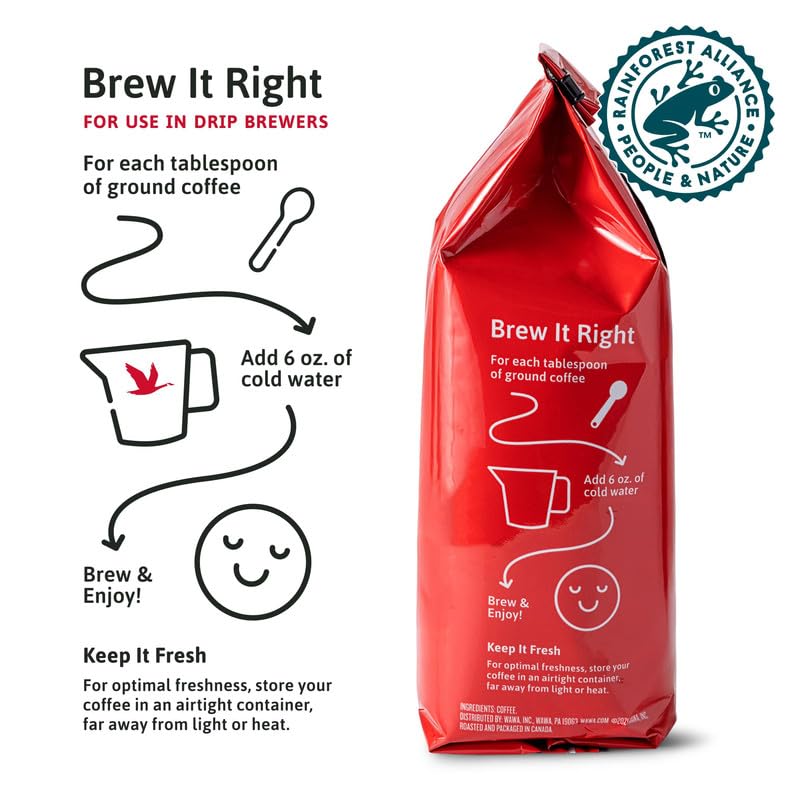 Wawa Ground Coffee Mild Roast, 12 oz Bag, Regular Smooth & Balanced Classic Blend For Hot or Iced Coffee, Slightly Sweet, 100% More Responsibly Sourced from Rainforest Alliance Certified Farms - Image 3