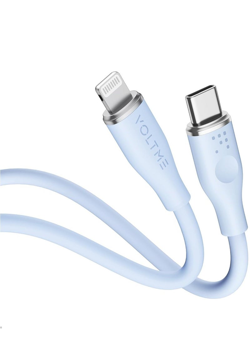 VOLTME 30W USB-C to Lightning Cable 1.2m Fast Charging PD 3A iPhone Cable High-Speed Data Sync Durable Reinforced Tangle-Free Zinc Alloy Connector Type-C to Lightning Cable Compatible with iPhone 14/14 Pro/14 Pro Max, 13/13 Pro/13 Pro Max, 12/12 Pro/12 Pro Max, 11/11 Pro, X/XS/XR/8/8 Plus, iPad, AirPods – Blue - Image 1