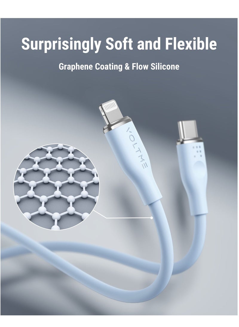 VOLTME 30W USB-C to Lightning Cable 1.2m Fast Charging PD 3A iPhone Cable High-Speed Data Sync Durable Reinforced Tangle-Free Zinc Alloy Connector Type-C to Lightning Cable Compatible with iPhone 14/14 Pro/14 Pro Max, 13/13 Pro/13 Pro Max, 12/12 Pro/12 Pro Max, 11/11 Pro, X/XS/XR/8/8 Plus, iPad, AirPods – Blue - Image 4