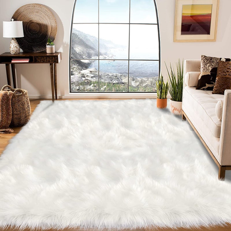 Latepis Area Rugs 6x9 Faux Fur Sheepskin Rug for Living Room, Fluffy Washable Rug for Bedroom, Playroom, Luxury Room Decor, Rectangle - Image 1