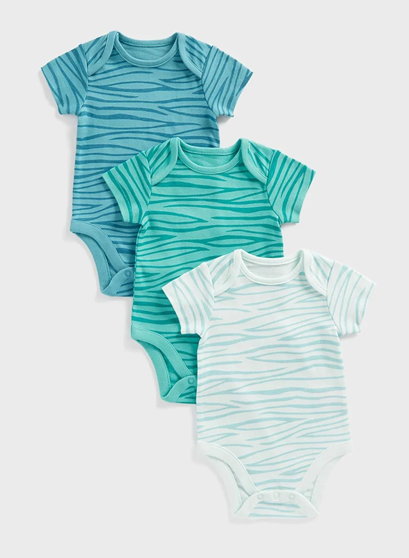 mothercare Infant 3 Pack Striped Bodysuit